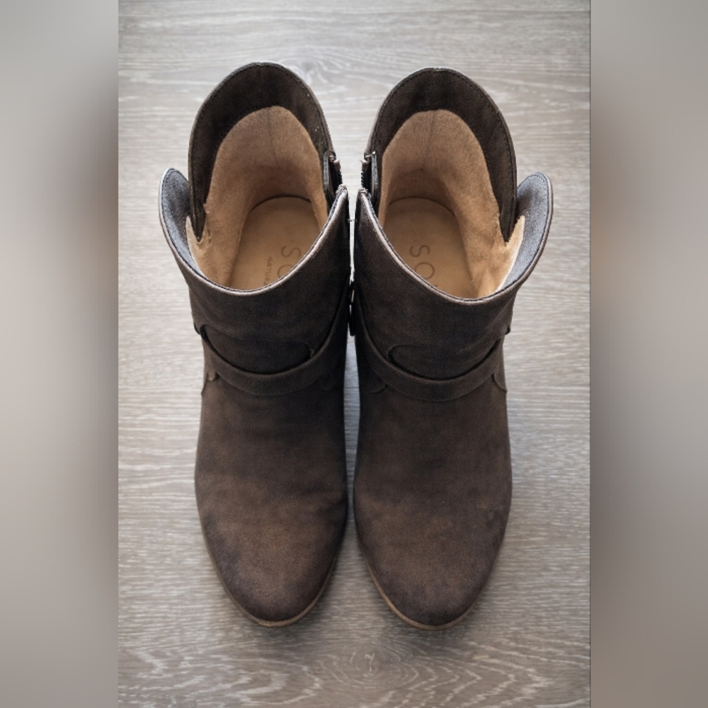 SOUL Naturalizer Noela Dark Brown Vegan Leather Ankle Booties Boots